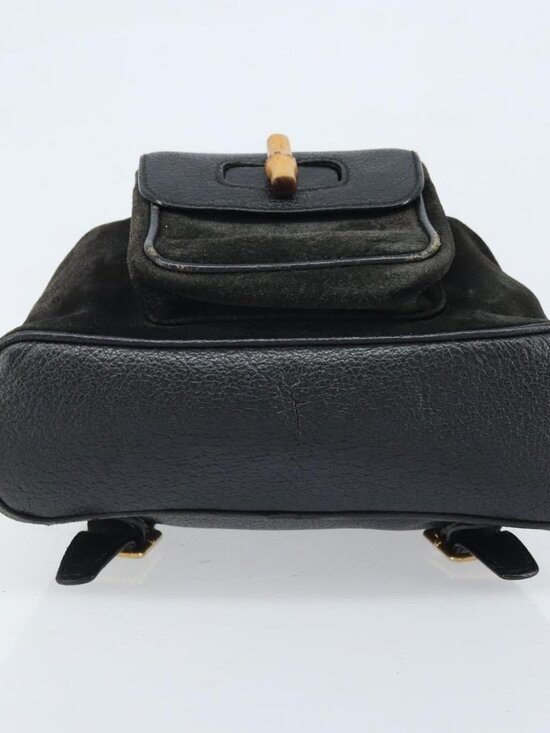 GUCCI Bamboo Backpack Suede Black Gold 003 1956 0030 Auth th6639 main image 9